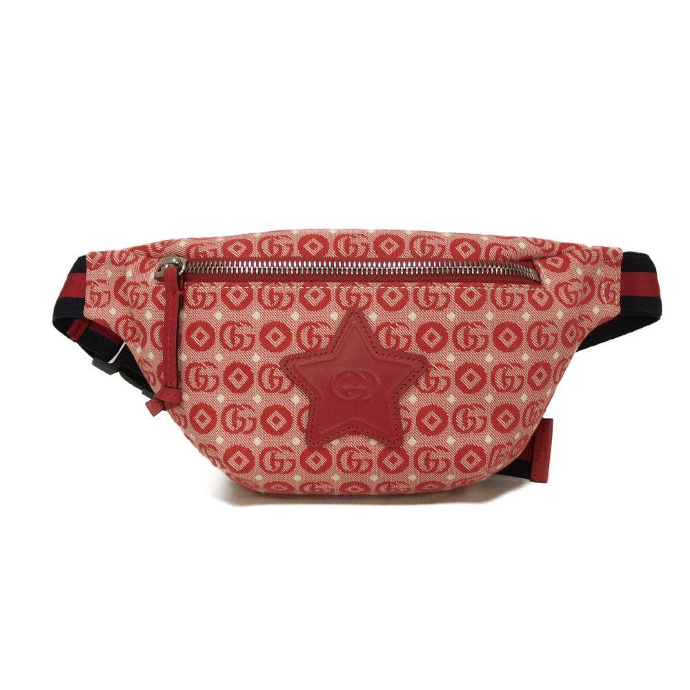 Used 9539 Star Interlocking G Waist Pouch 502095 FABBD 6479 7929 GG Web Cotton Unused Children's Red Kids from Japan