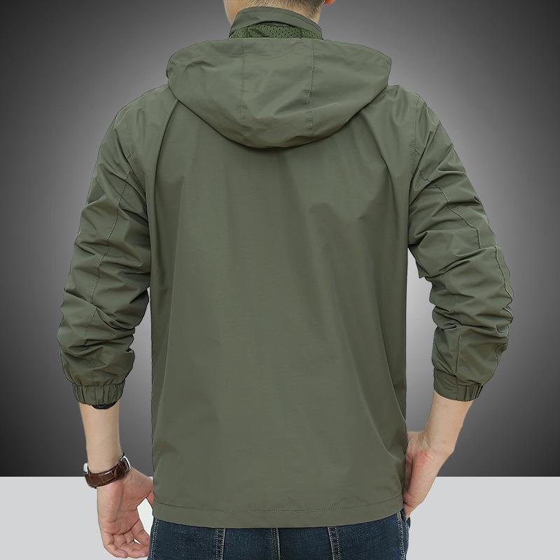 Jacket Men's Spring and Autumn Thin Fattened Jacket Casual Solid Color Outdoor Charge Top Fleece Plus Jacket