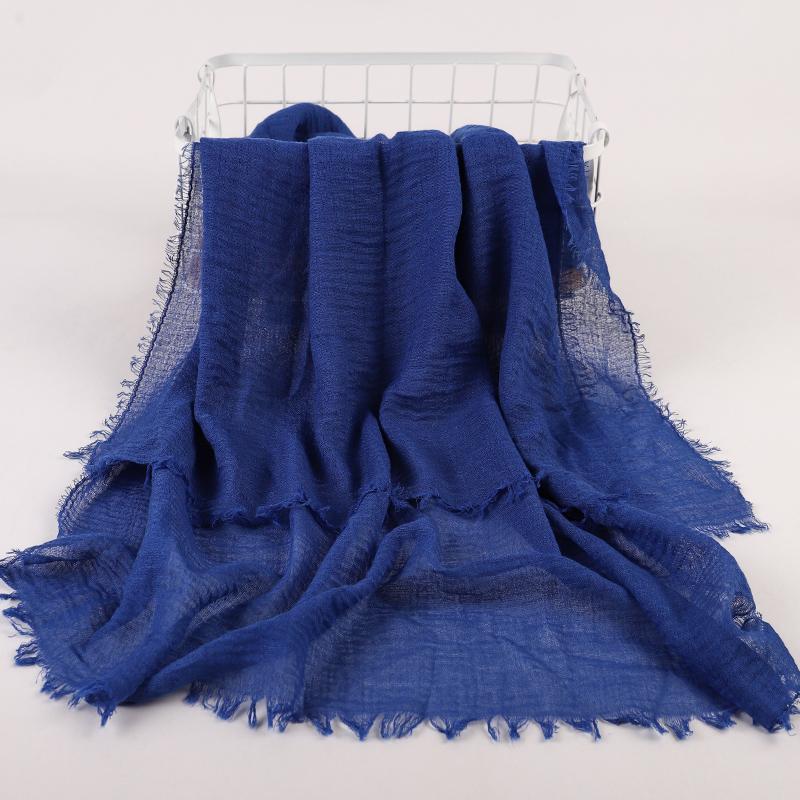 Ramadan Cotton Crinkle Headband Veil Scarves Women Solid Color  Head Wraps Long Scarves Turban Headband Muslim Fashion Headscarf