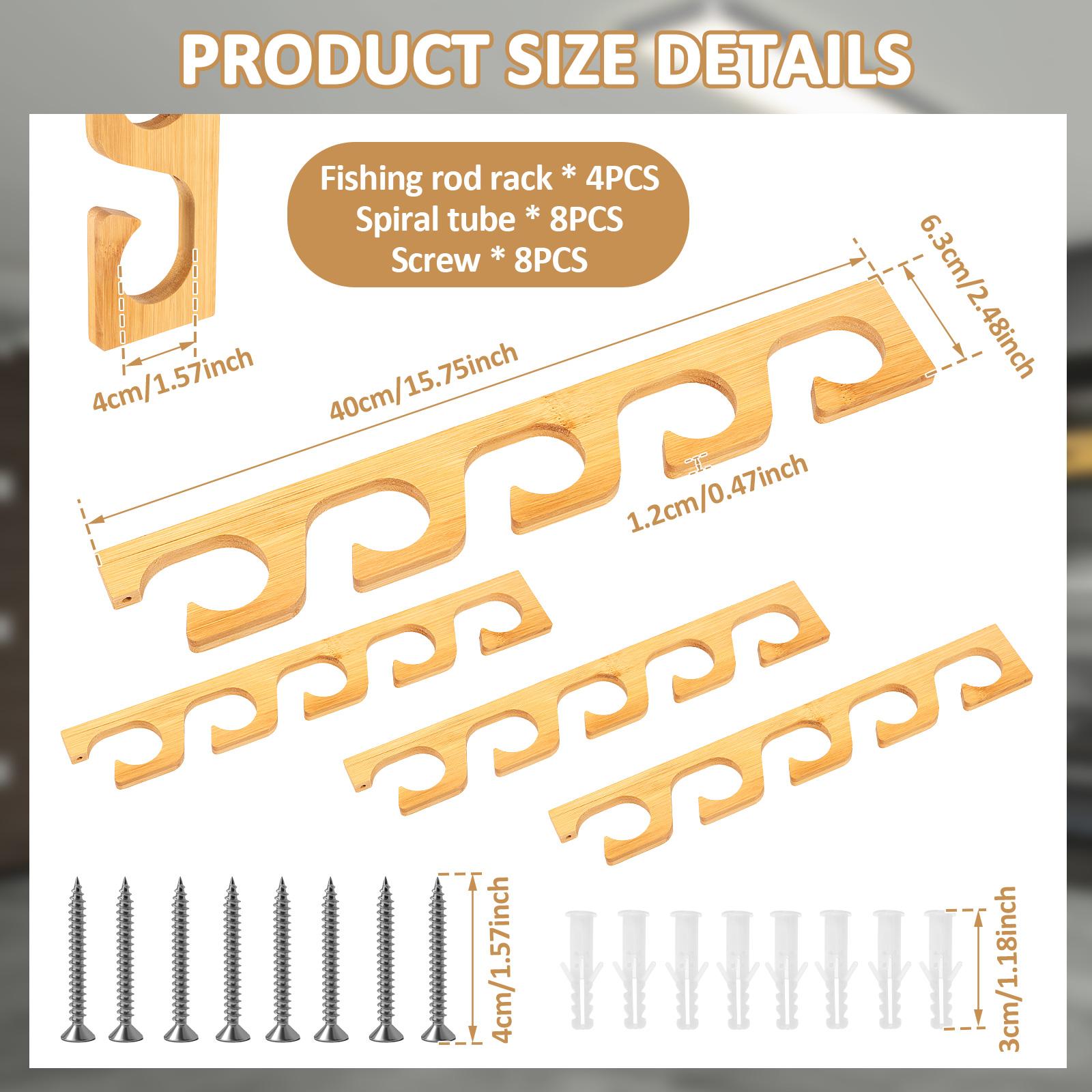 

2 Sets Wood Fishing Rod Holder Wall Mounted Fishing Poles Rack Holds Up to 10 Rods for Garage Wall Ceiling Rod Display Rack Tool