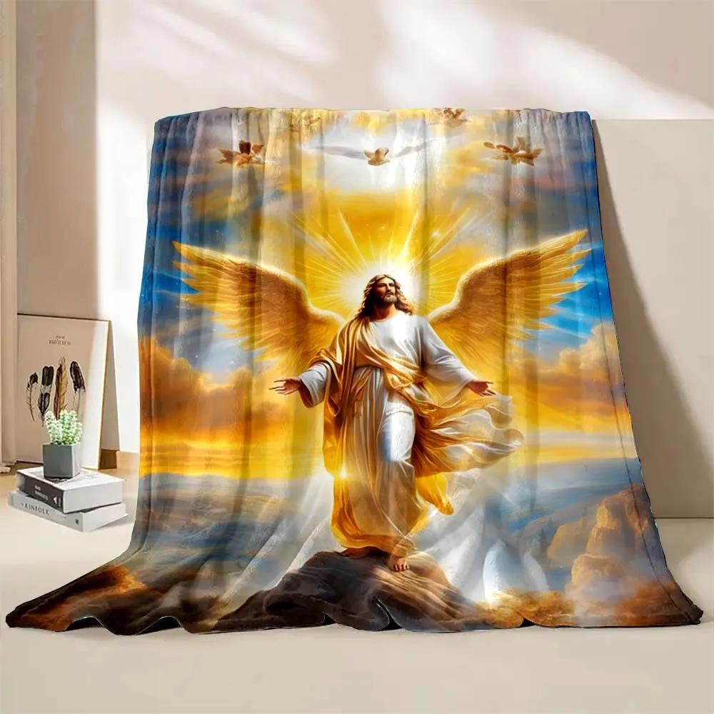 1PC God Jesus Believer Pray Printed Blanket Soft and Comfortable Home Travel Blanket Adult and Child Warm Blanket Catholic