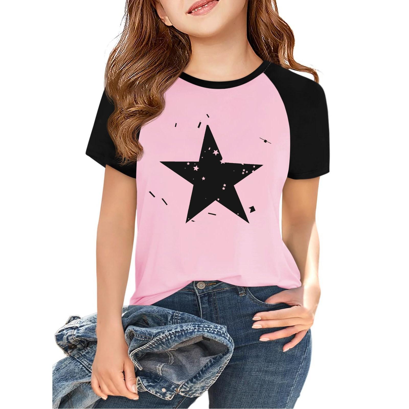 

Топи для молоді, дитячі, для хлопчиків і дівчаток, 2-10 років, з круглим вирізом, з коротким рукавом, модні топи 100 чорний