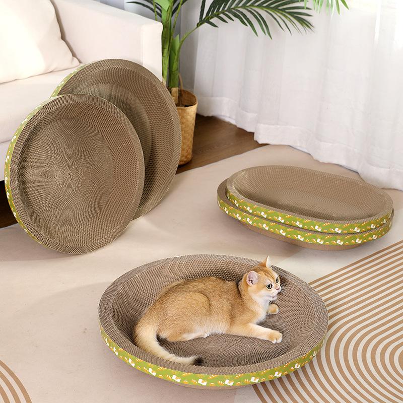 Cat Scratching Board Protect Furniture Grinding Claw Toys Oval Corrugated Paper Wear-resistant Cat Nest Cat Accessories