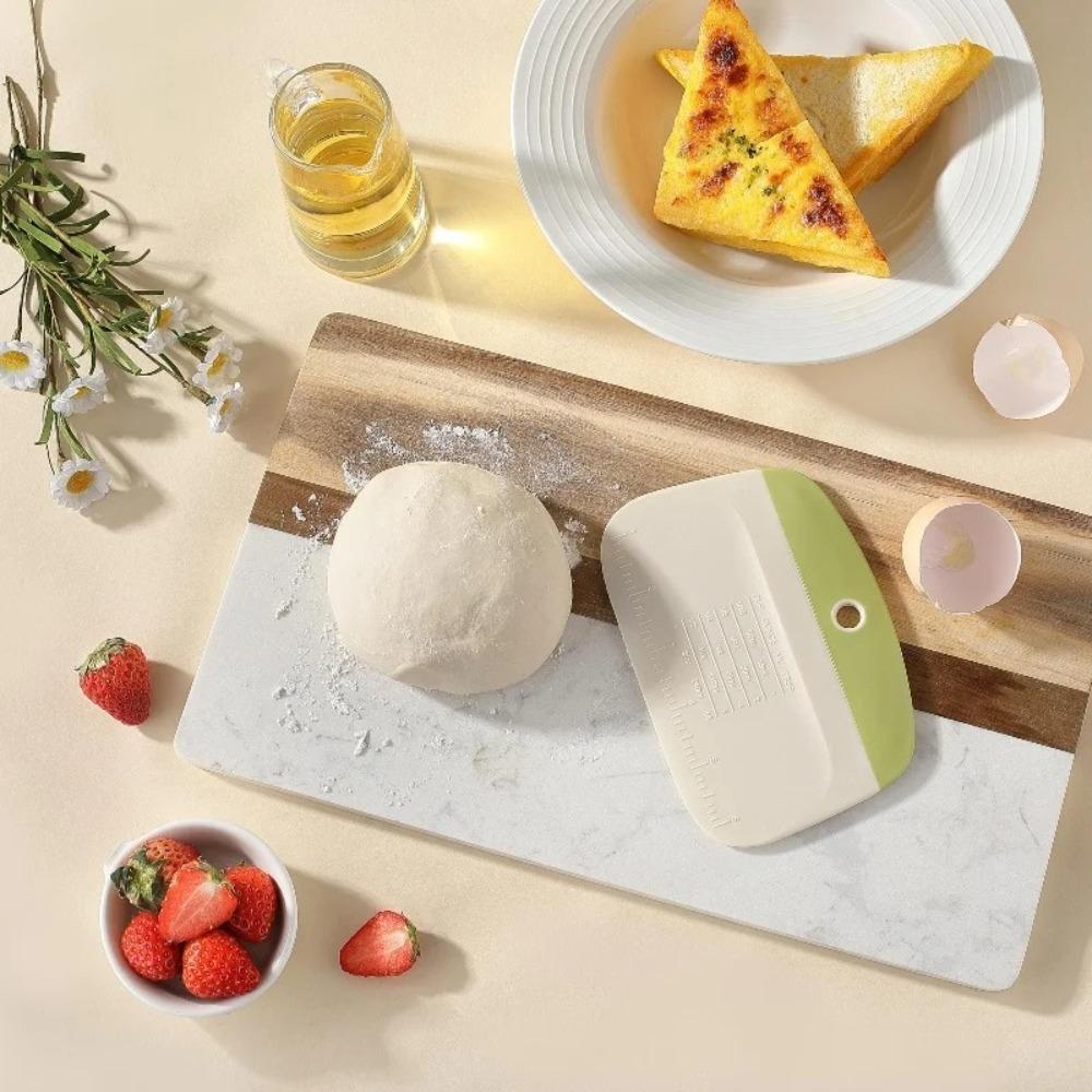 2PCS with Measuring Scale Dough Pastry Cutter Multipurpose Food Scrapers Dough Cutting Knives Cake