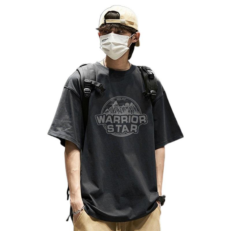 Kortärmad Herr Bomulls T-shirt Lös O-hals Casual T-shirts