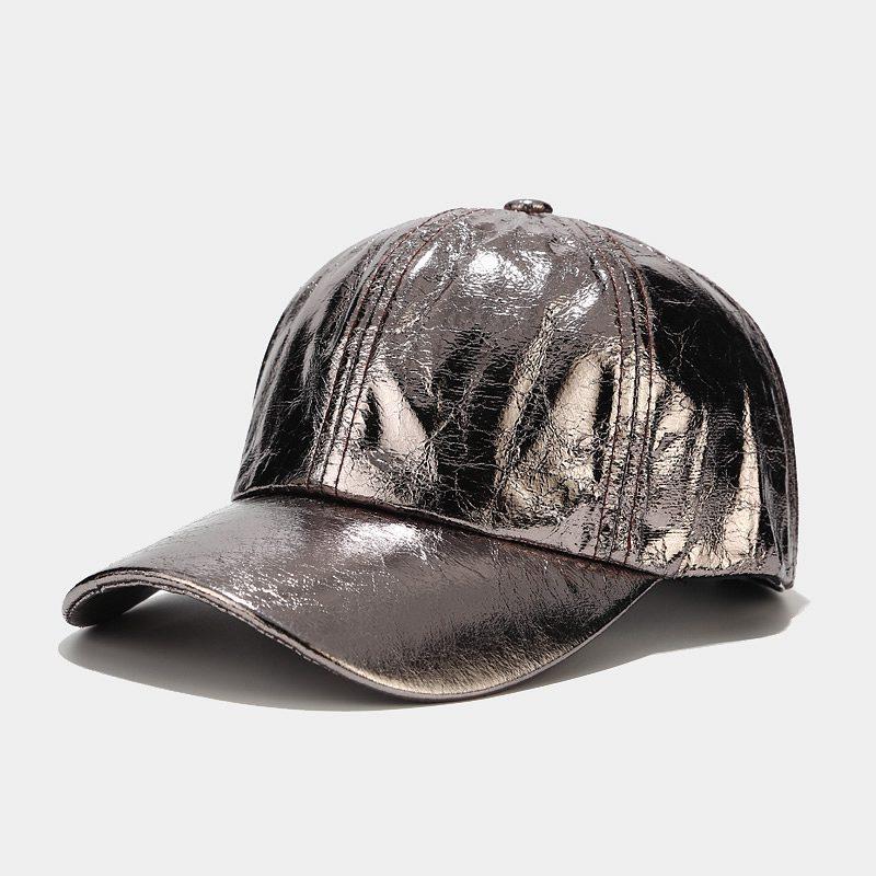 European and American Ins Pleated PU Baseball Cap Men's and Women's Street Trend Colorful Laser Cap Stage Hip Hop Hip Hop Cap