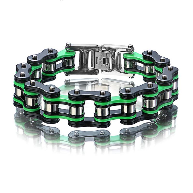 Punk Pulseiras e Braceletes Laranja de Bicicleta para Homem Preto Corrente de Motocicleta Pulseira Homem Mulher Aço Inoxidável Joias de Pulso Biker