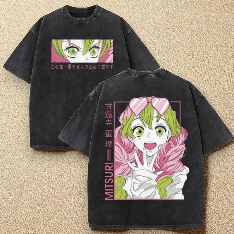 Anime Love Pillar Ganlu Temple Honey Glass Men s Super Large Washed T-shirt Suitable for Both Men and Women S