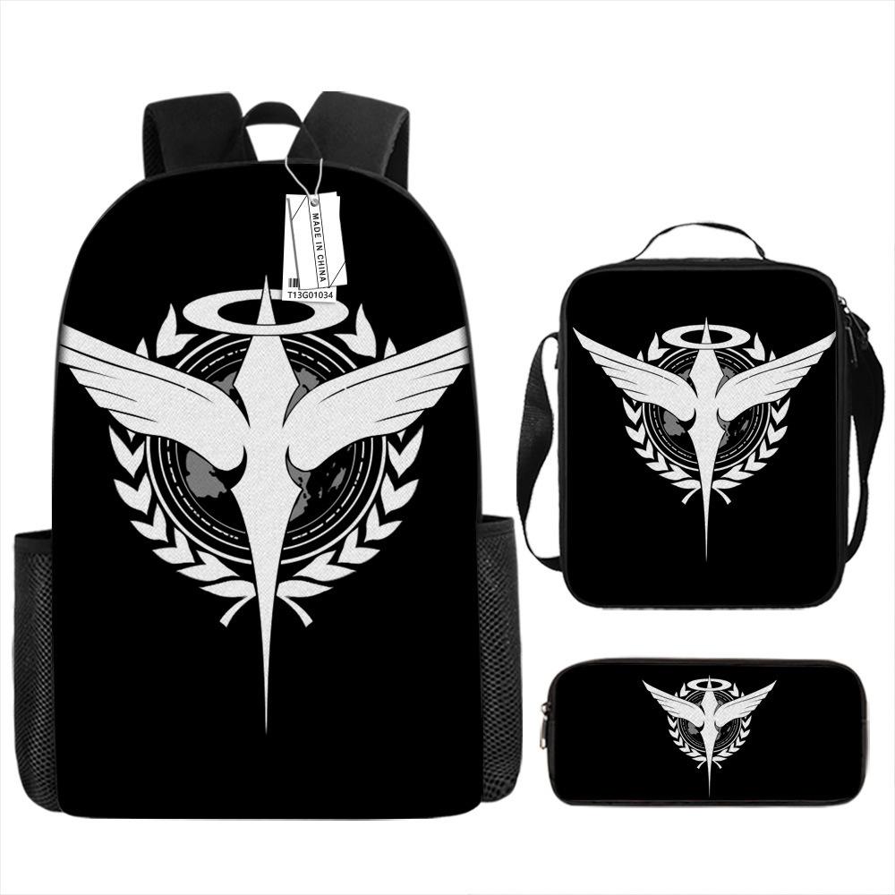 Gundam Backpack 3D Pattern Anime Backpack Student Printed School Bag Three-piece Set