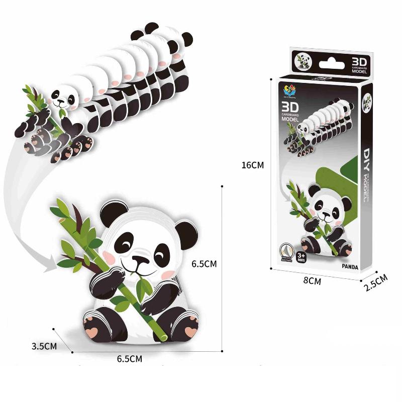 1 Set Kinder Lernspielzeug Montessori Lustiges DIY Manuelle Montage Dreidimensionales Modell Tier 3D Papierpuzzle Spielzeug für Jungen Mädchen