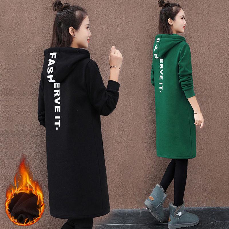 Women's Trendy Fleece-lined Korean Style Hoodie, Long-sleeved and Loose Fit for Autumn and Winter 2022.