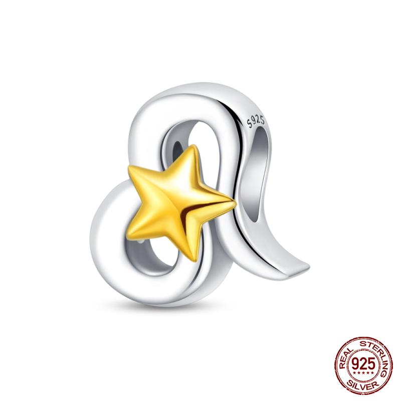 Copper 12 Constellations Charms Golden Star Zodiac Beads Fit Qikaola Original Bracelets Diy Birthday Jewelry Gifts