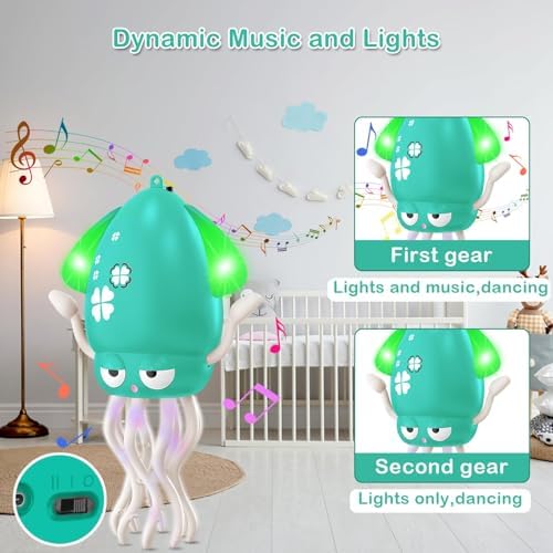 Dancing Octopus Crawling Toy with LED Lights & Music, Baby Tummy Time Crawl Toy, Christmas Birthday Gift for 1 2 3 Year Old Girls Boys