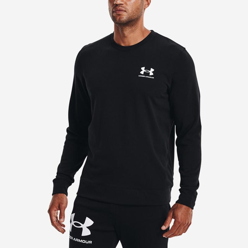 Under Armour Solid Logo Print Crewneck Pullover Sweatshirt Men Sweatshirt Black 1370404-001