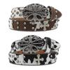 New Gothic Cow Print Wide Leather Belt: Versatile Retro Y2K Style for Spring/Summer