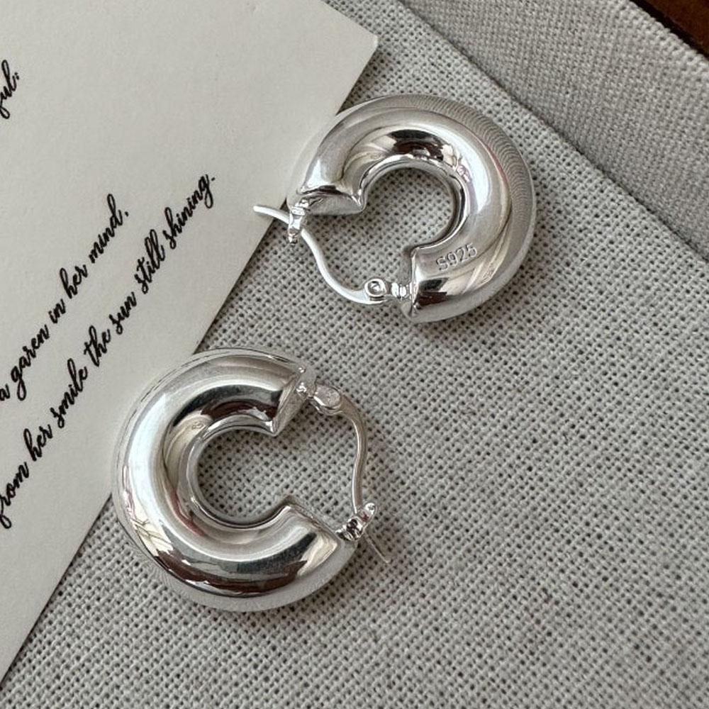 

925 Sterling Silver Earrings For Women Trendy Simple Circle Earring Jewelry Prevent Allergy Party Christmas Accessories