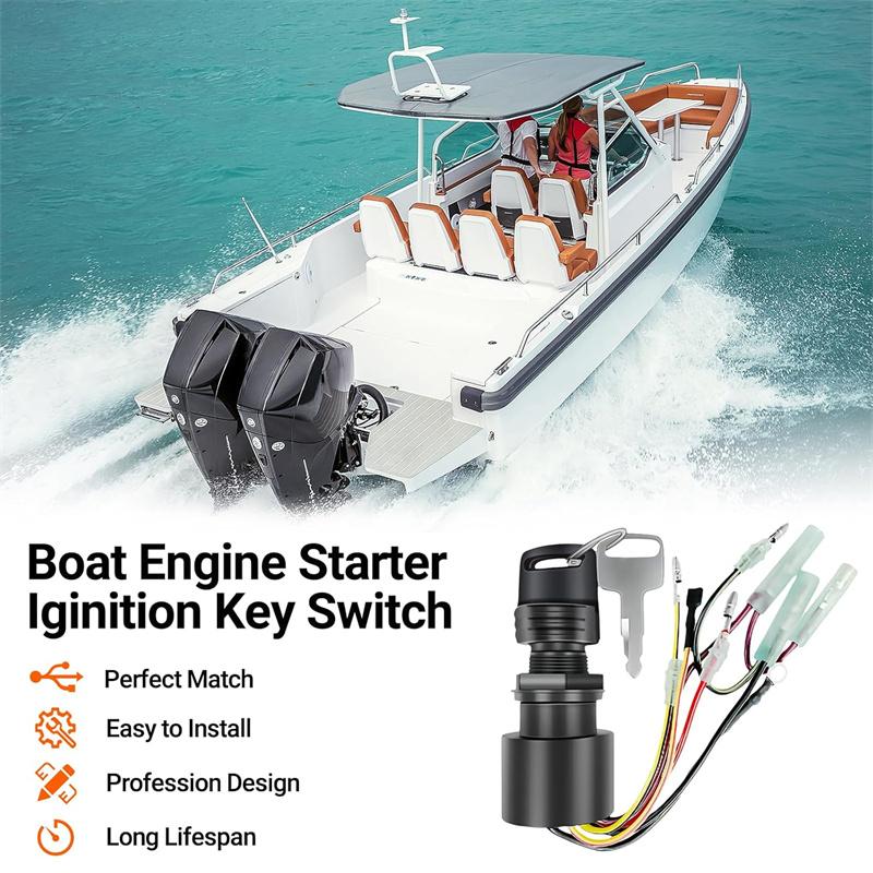 Boat Ignition Key Switch Fittings For Mercury Outboard Motors 3 Pos 87-17009A5 Engine Ignition Key Switch Replacement Boat Parts