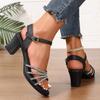 Fashion Women's Sandals 2025 Summer New Fashion Thick Heel Platform Wedding Shoes Ladies Elegant Heeled Sandals Office Casual High Heels