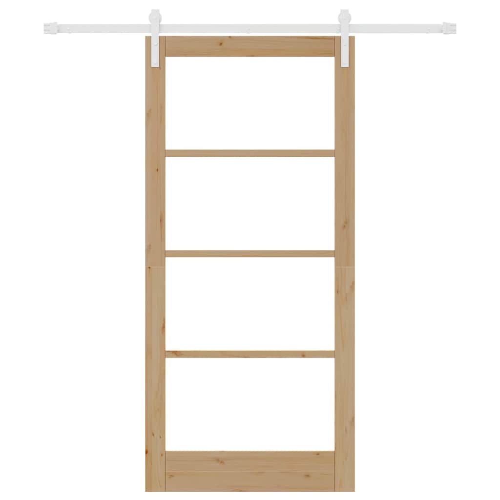 ORKDAL Sliding Door Natural 93 X 202 Cm Solid Pine Wood and Glass