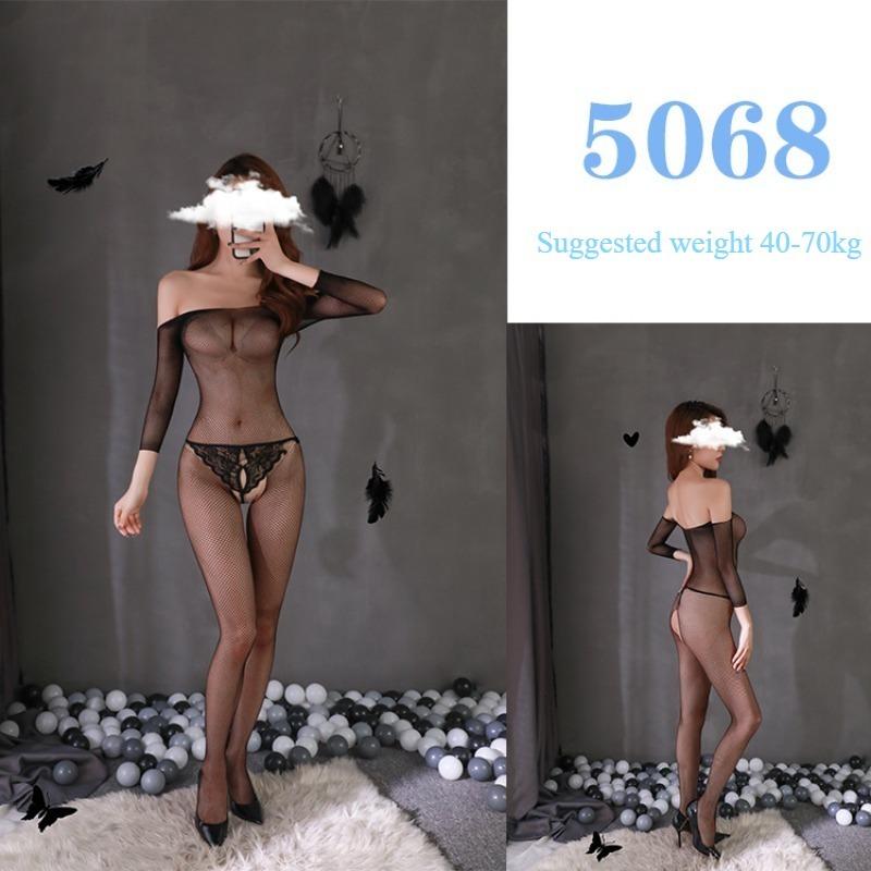 Sexy Lingerie Sexy Mesh Clothing Stockings Mesh Socks Open Cut No Take Off Women's Hollow Out Uniform Set  Jumpsuit Socks