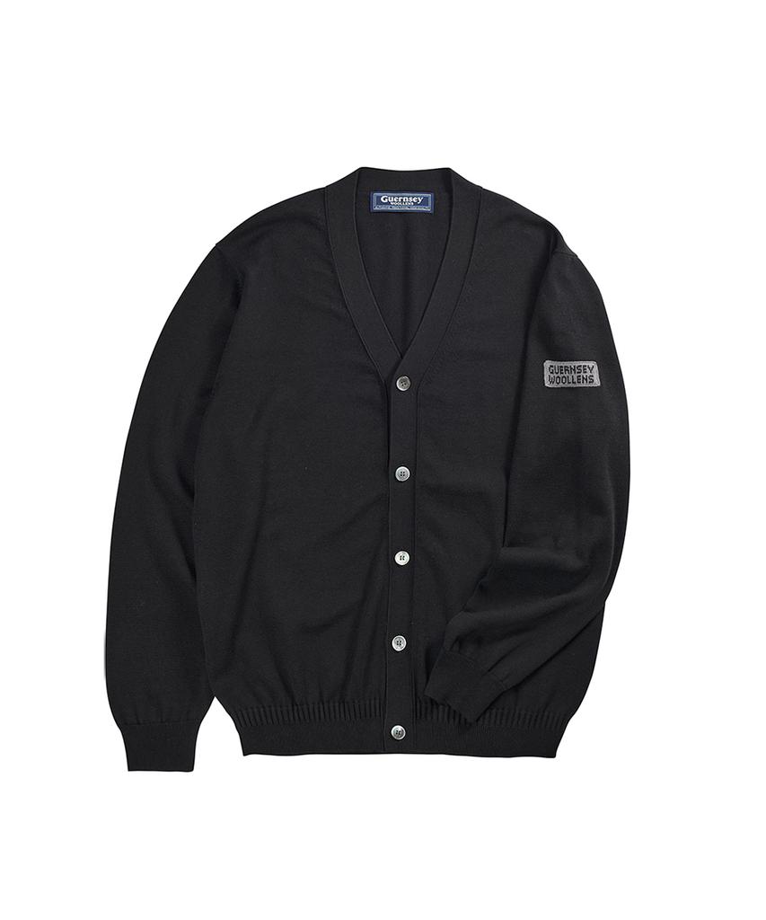 Guernsey Woollens Cotton V-Neck Cardigan - Black