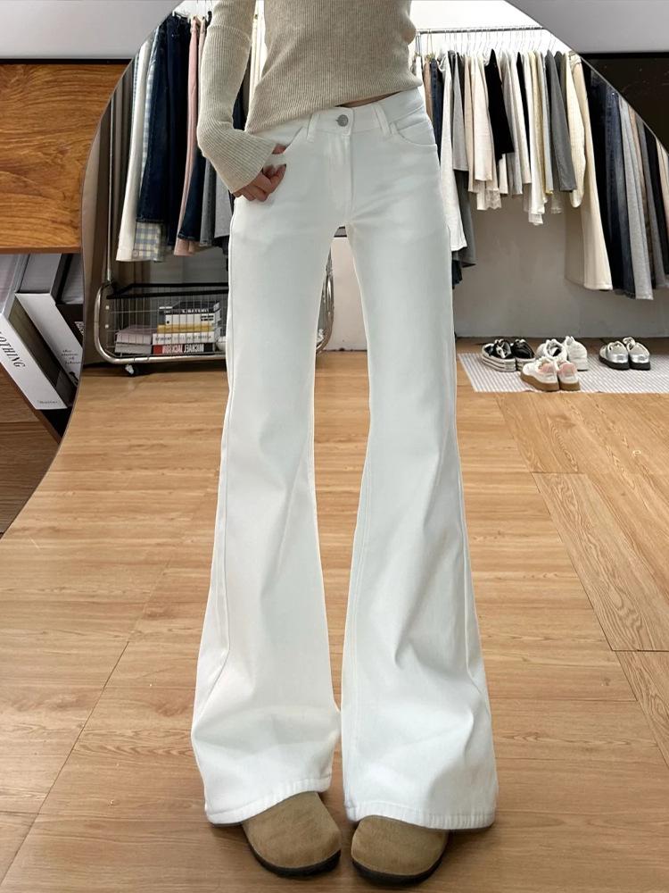 

Women s 2025 Plus Size White Micro-Flare Jeans – Slimming, Loose, Non-Stick Straight Leg Pants XS [75-82 lbs]