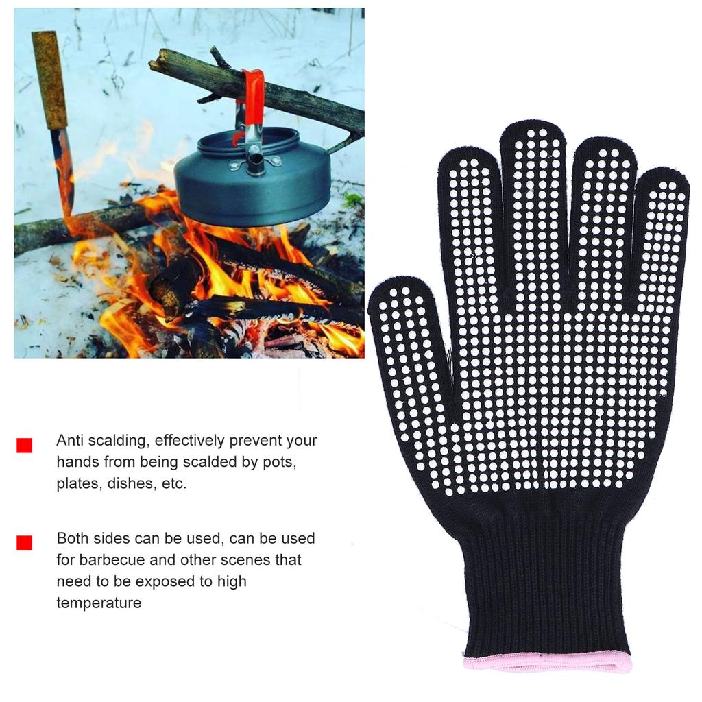4Pcs Heat Resistant Gloves High Temperature Resistant Anti Scalding Mitts with Silicone Bumps