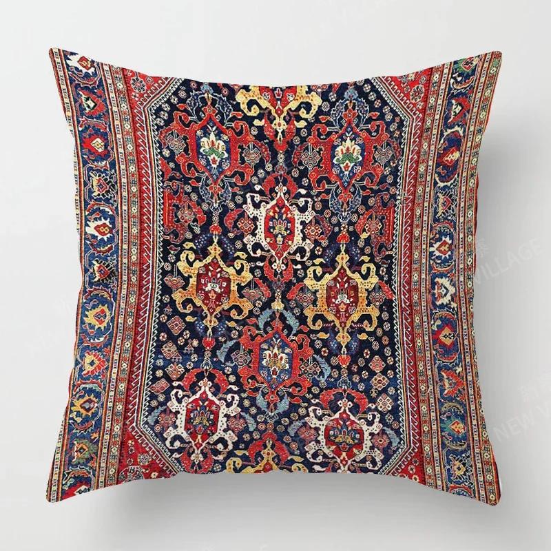 Home Decor Colorful Ethnic Pattern Digital Print Pillow Covers Pattern Cushion Cover Suitable for Sofa Bedroom Car Pillow Cover