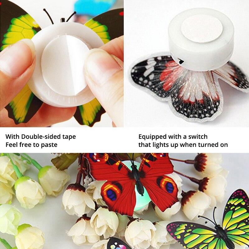 Non-Toxic 12 Pcs 3D Glow Butterfly Wall Stickers Self-Adhesive Led Night Lights For Bedroom Decor Kids Safe Luminous Nursery Decals