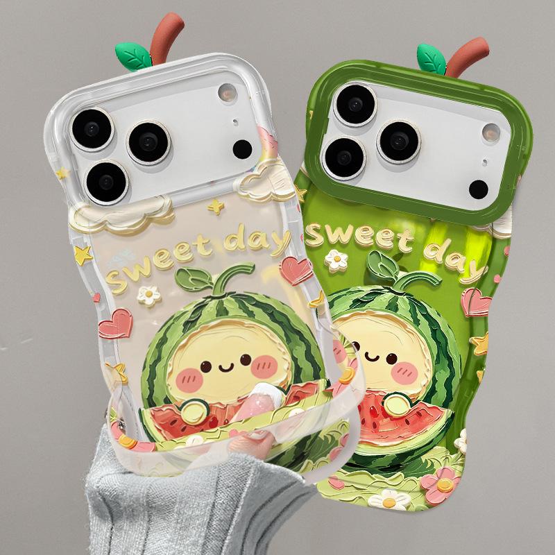 Oil Painting Watermelon Is Suitable for Apple 11promax Mobile Phone Case Iphone11 Transparent 11 Double Bracket 11 Cute Anti-drop