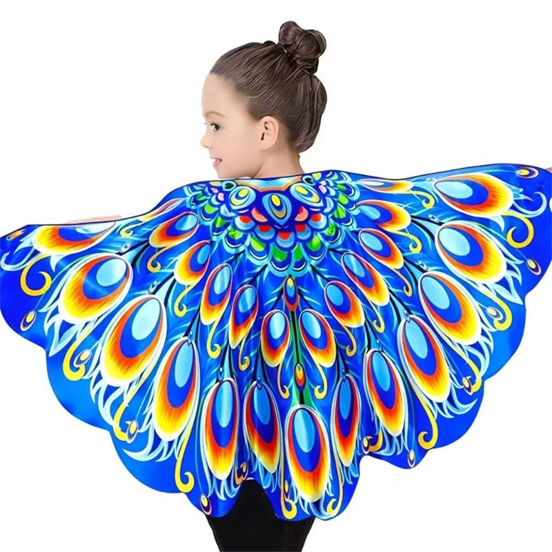 

Lightweight Breathable Kids Play Cape with Peacocks Design for Comfortable Dressing Up Activity Indoor Outdoor Use