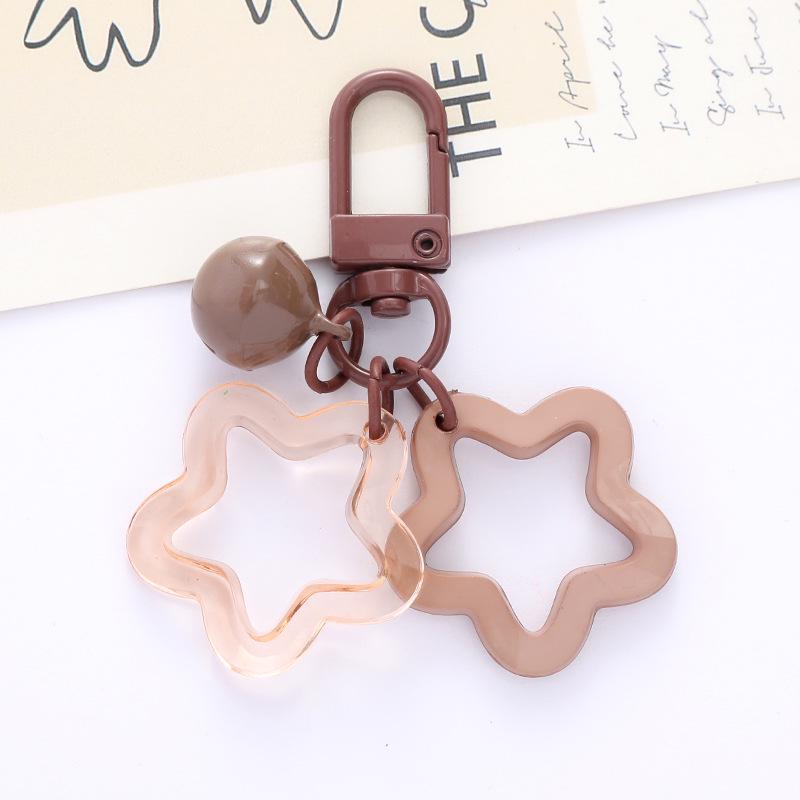 Colorful Acrylic Star Keychain with Bell Pendant for Earphone Case or Bag Decoration