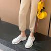 Sheepskin version~ spring and summer baotou half slippers women wear thick soles inside heightening canvas shoes Internet celebrity explosion white