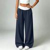Women's Casual Color Block High Waist Loose Wide Leg Sweatpants