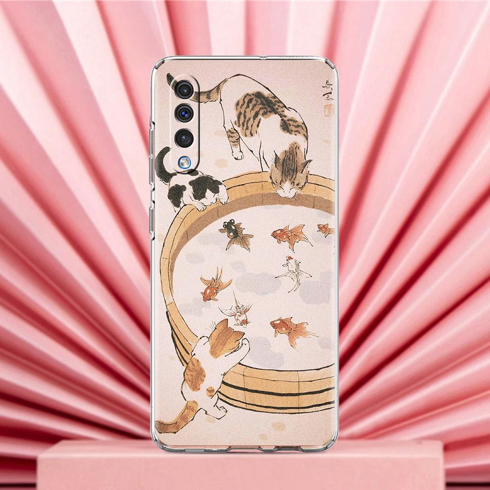 Phone Case For Samsung A56 A36 A26 A24 A16 A14 A12 A32 A50 A70 A20E A22 A40 A34 A54 A42 A52 5G A04s A06 Cover Cat Fishing