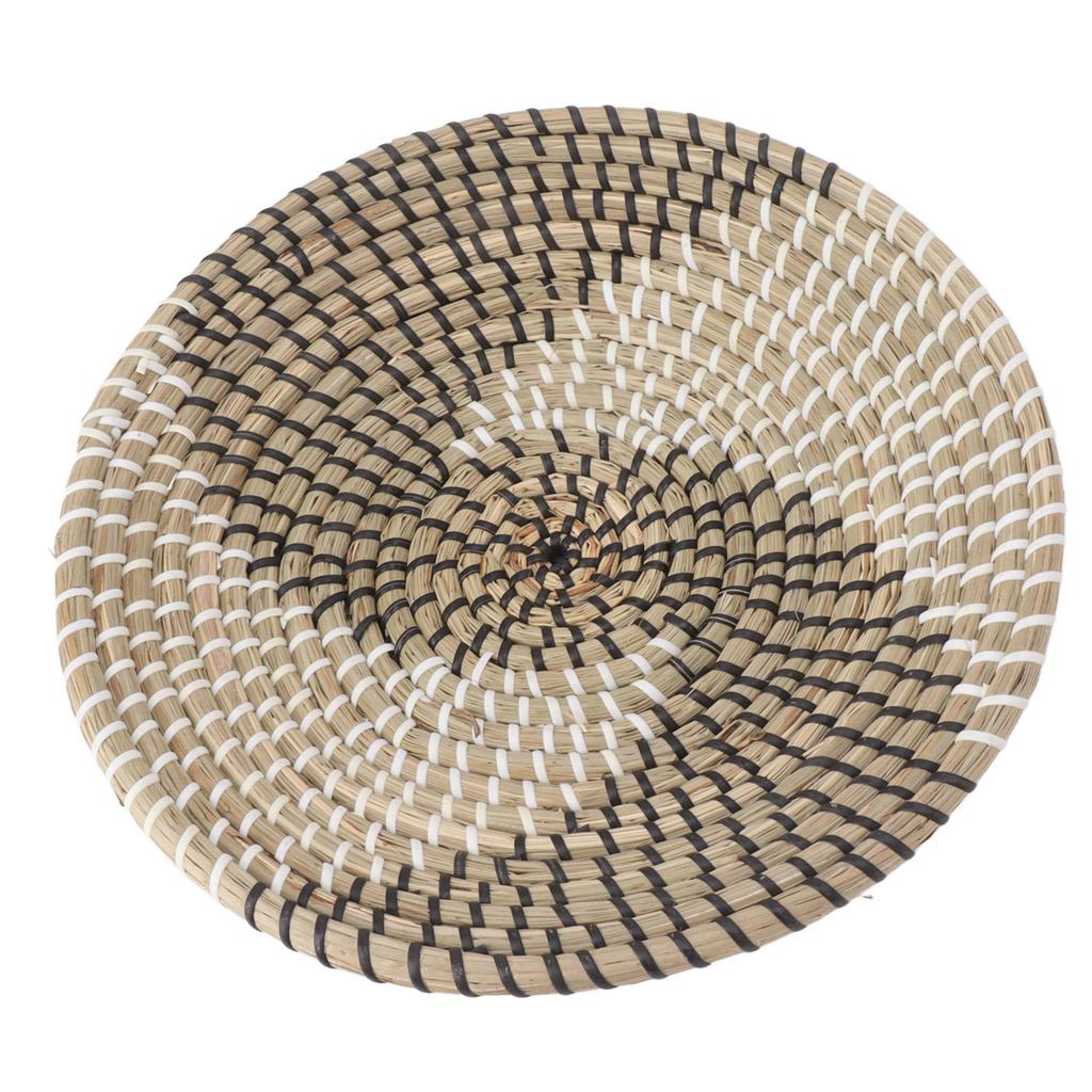 Woven Wall Basket Decor Handcrafted Seagrass Hanging Baskets Multifunction Woven Insulation Pad for Living Room Kitchen