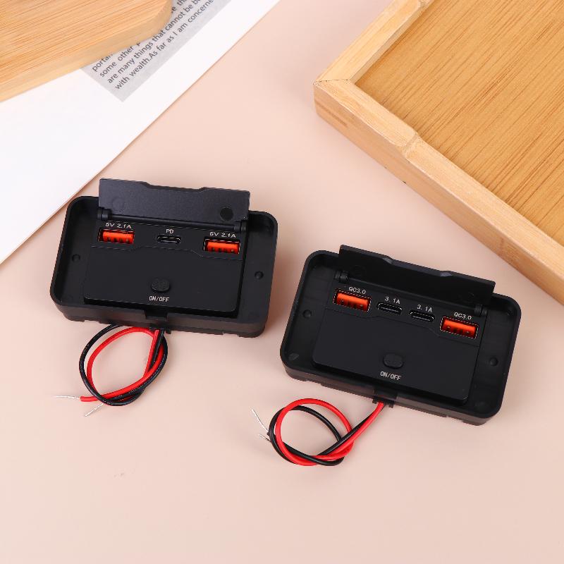 Dual Pd Dual Qc 3.0 Usb Car Charger 12V Rv Usb Outlet Panel Fast Charge Socket With Switch Voltmeter For Boat Motorcycle