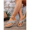 Women's Fashion Slip-On Flip Flops, Floral Decor Flat Sandals, Comfort PU Sole Casual Shoes for All Seasons