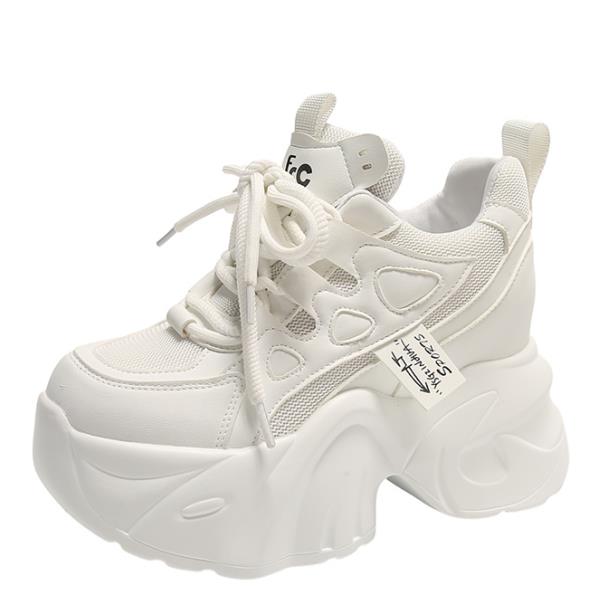 

Кроссовки осень-весна женские спортивные туфли на платформе со шнуровкой женские готические туфли на толстой подошве высокие каблуки женские кроссовки на танкетке 7,5 см 36 белый