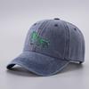 Retro Denim Washed Embroidery Lizard Baseball Cap with Curved Brim.
