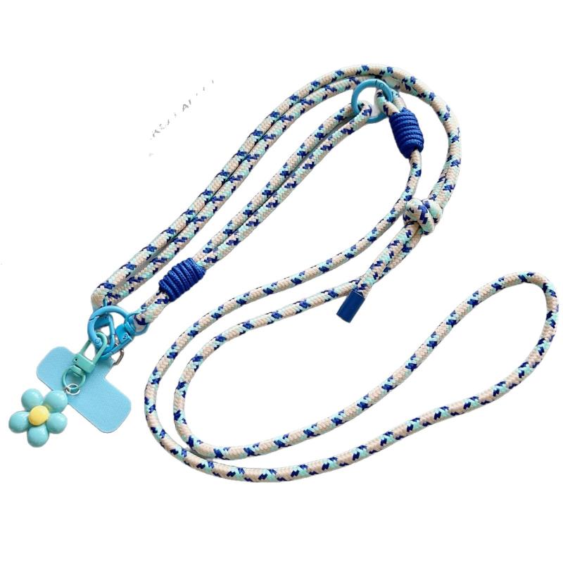 Sweet Colorful Long Cell Phone Lanyard Detachable Anti Lost Phone Shoulder Straps Simple Flower Pendant Mobile Phone Charms