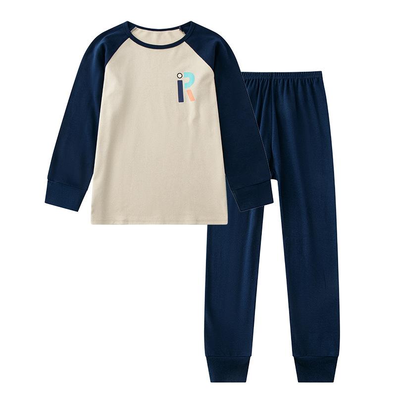 Fat children's long johns boys' pure cotton plus fat boys' warm older children's full cotton sweater children's underwear set