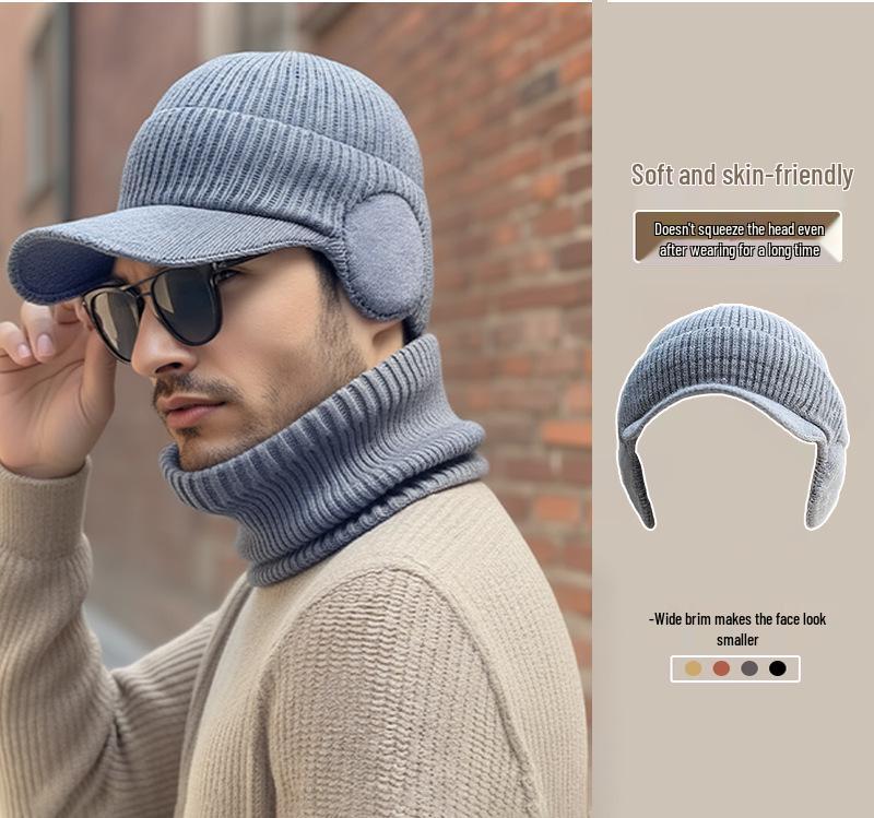 Men's Winter Ear Protection Woolen Hat for Middle-aged & Elderly - Thickened, Plus Velvet, Cold & Windproof