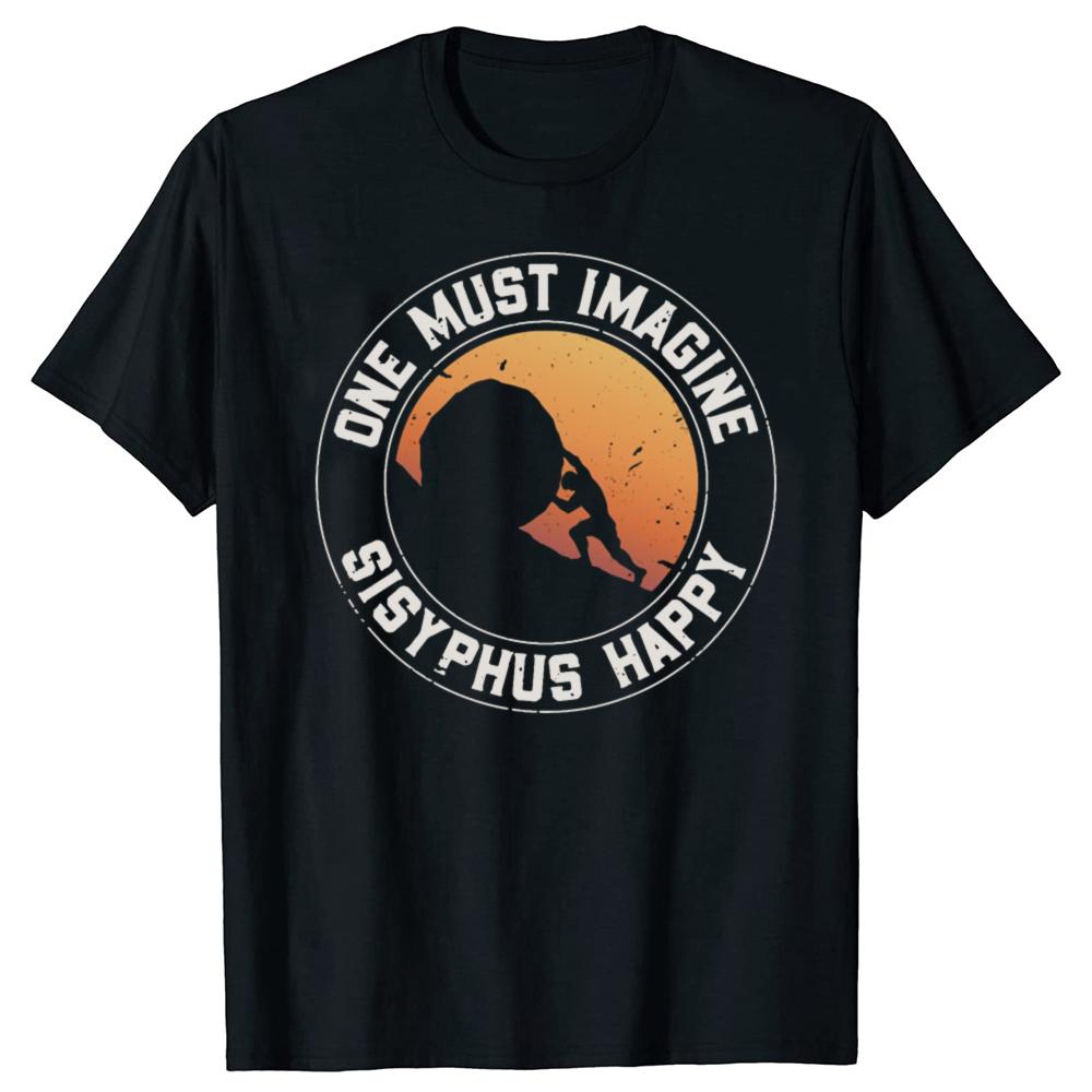 Funny Best Sisyphus Albert Camus Philosophy Push The Stone T Shirts Cotton Gifts Mens Fashion Casual Loose Oversized T Shirt