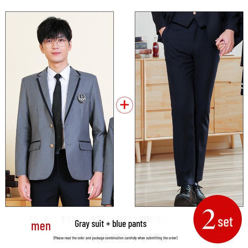 Unisex College-Style JK Uniform: Pleated Skirt & Suit Set