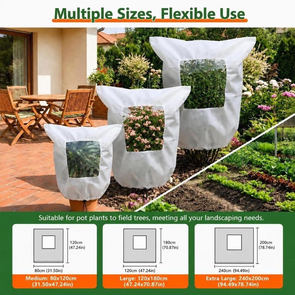 Non-woven Fabric Plant Winter Protection Cover with Clear Window Windproof Frost Protection Plant Bag with Drawstring Zipper