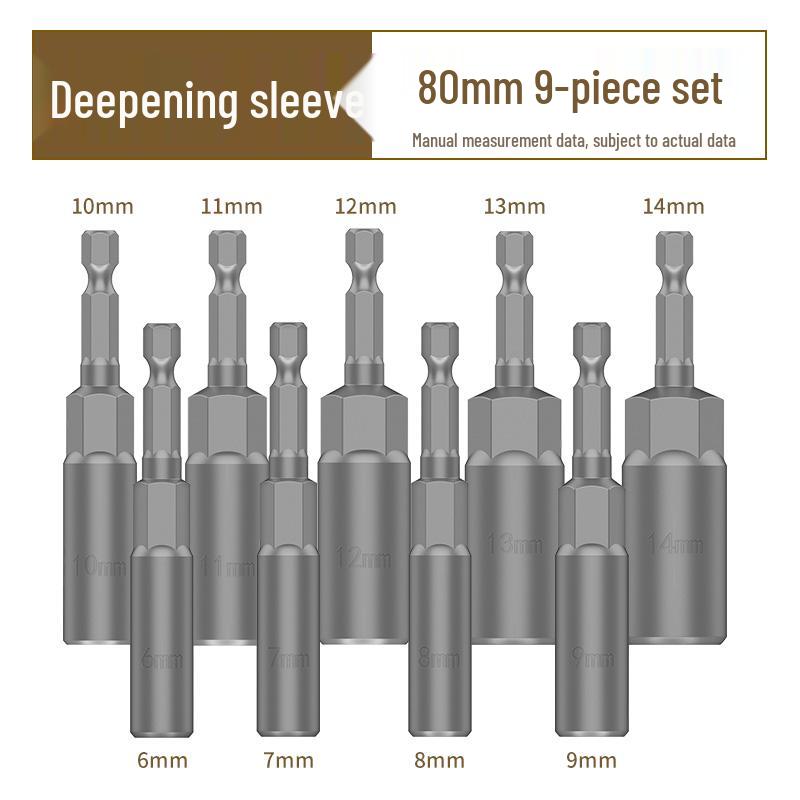 Deep Hex Long Electric Wrench and Screwdriver Bit Set, 8mm