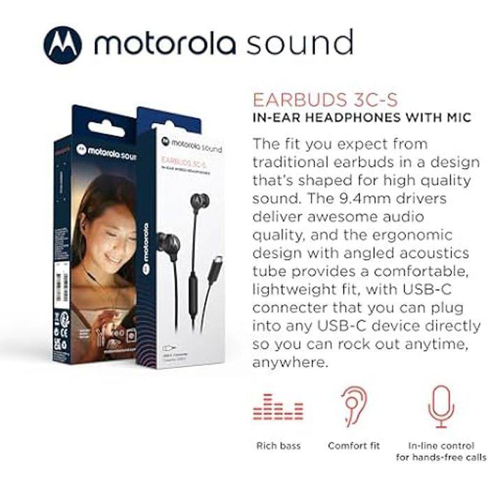 Écouteurs - MOTOROLA - Earbuds 3C-S - Noir - USB-C - Résistant À La Transpiration