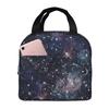 Bolsa de Almuerzo con Estampado de Constelación de Planeta y Galaxia, Contenedor de Fiambrera Térmica a Prueba de Fugas con Bolsillo Frontal para Niñas y Niños