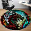 1 Stück Buntglas Drachen Stuhl Teppich für Büro Rutschfest, Maschinenwaschbarer Teppich für Büro - Feiertagsdeko Maschinell hergestellt yy251029089